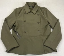 NWT Doe & Rae Olive Double Breasted Peplum Jacket Women’s Size S