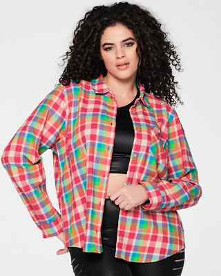 ユニセックス♪ズンバ Zumba Plaid Pop Button Down-Gumball Zumba Plaid Pop Button Down Shirt - Gumball ~ XS S M L XL