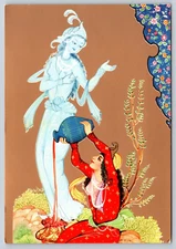 Postcard Artist Persian Miniatures Woman Pouring Liquid