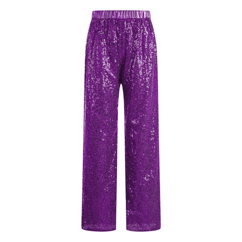 Kids Girls Dance Performance Trousers Sparkle Pants Sequins Streetwear Loose - Picture 52 of 81