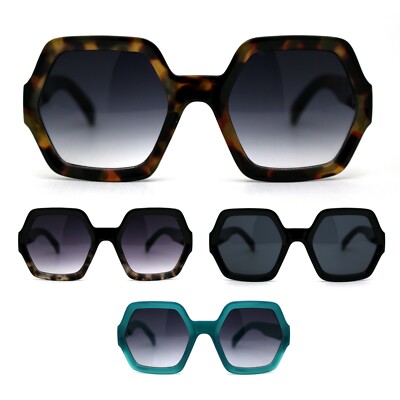 Womens Mod Hexagon Plastic Retro Sunglasses