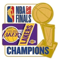 2020 LOS ANGELES LAKERS LAPEL PIN L.A. NBA FINALS CHAMPIONS TROPHY STYLE CHAMPS