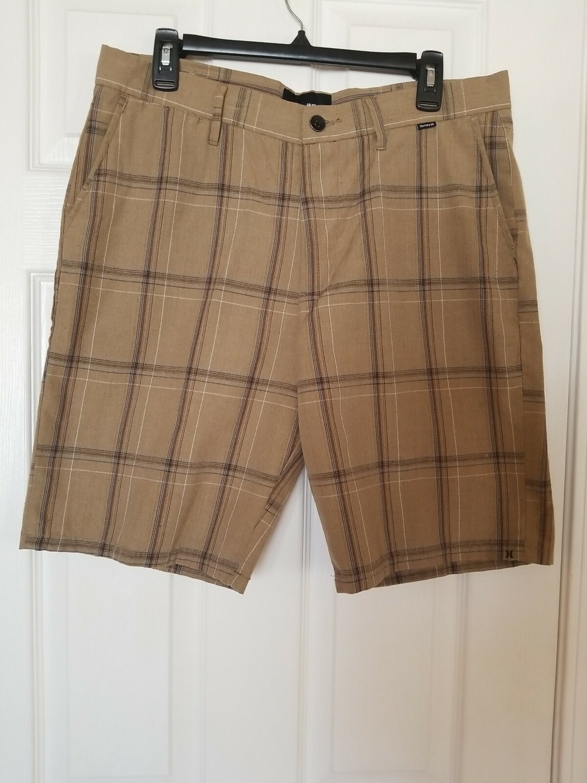 Mens Hurley Golf Shorts 34X10 Flat Front Multi Colored Stripes