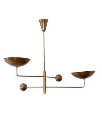 Jahrhundertmitte Modern Raw Messing Sputnik Kronleuchter Gebogen Schirm Elegant