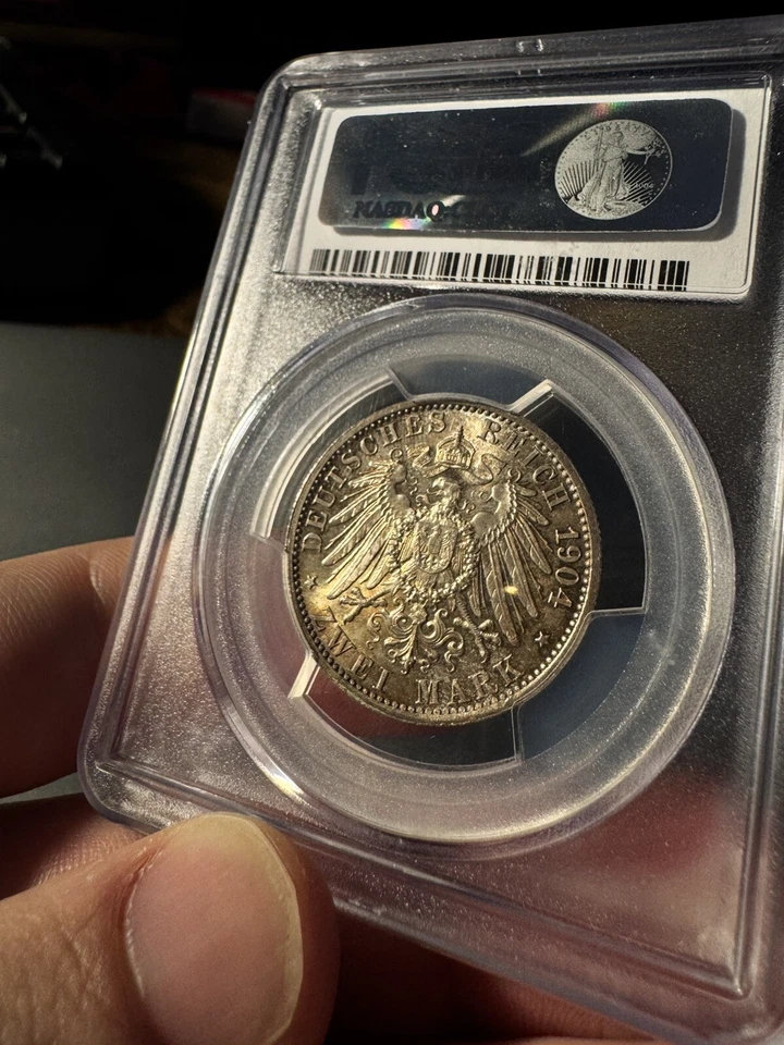 1904 Germany 2 Mark Hesse-Darmstadt Birthday 2 Mark PCGS MS65 Subtle Toning - Image 4 of 4