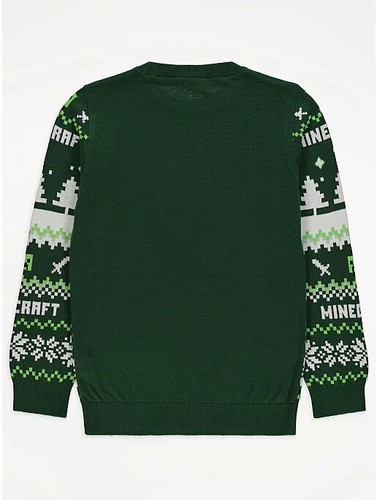 Minecraft Green Christmas Xmas Jumper 