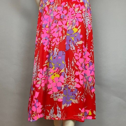 Vintage Saks Fifth Avenue Kleid Nachthemd Blumen lebendig gerafft Mieder Slinky - Bild 8 von 14