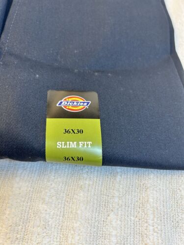 Pantalones de Trabajo Dickies Flex Sarga Calce Ajustado Pierna Cónica Azul Marino 36x30 Nuevos - Imagen 3 de 3