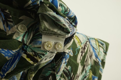 Hartford Men's XL Long Sleeve Green Blue Palm Tree Jersey Cotton Hawaiian Shirt - Picture 8 of 10