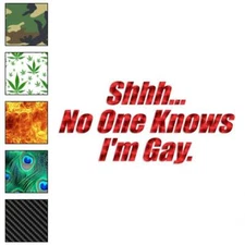 No One Knows I'm Gay, Vinyl Decal Sticker, 40 Patterns & 3 Sizes, #3916