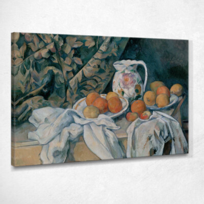 Stillleben mit Vorhang und Blumenkrug Paul Cézanne, pcz95 Bild gedruckt auf 