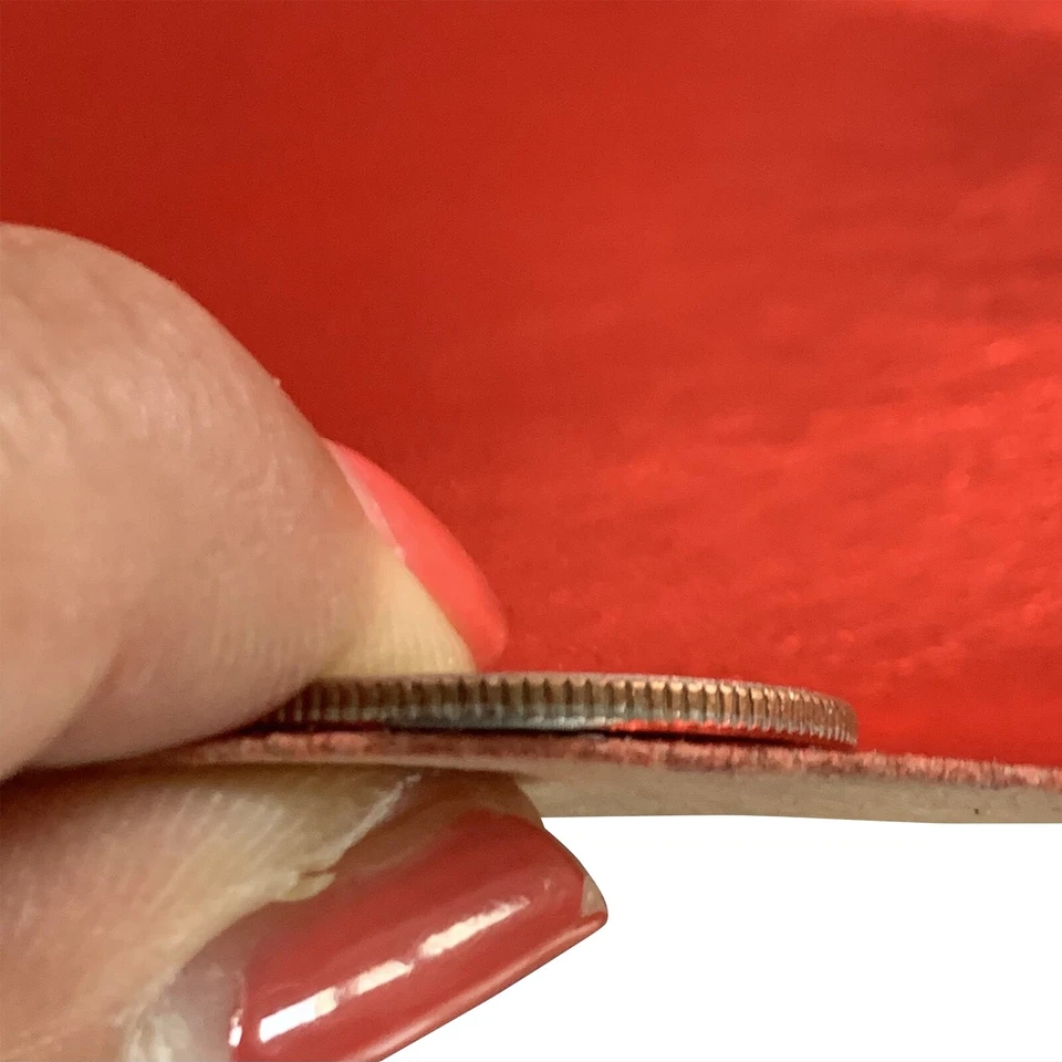 Cuero rojo metálico piel suave tela artesanal hágalo usted mismo tapicería material de costura fino Foto 4 de 4