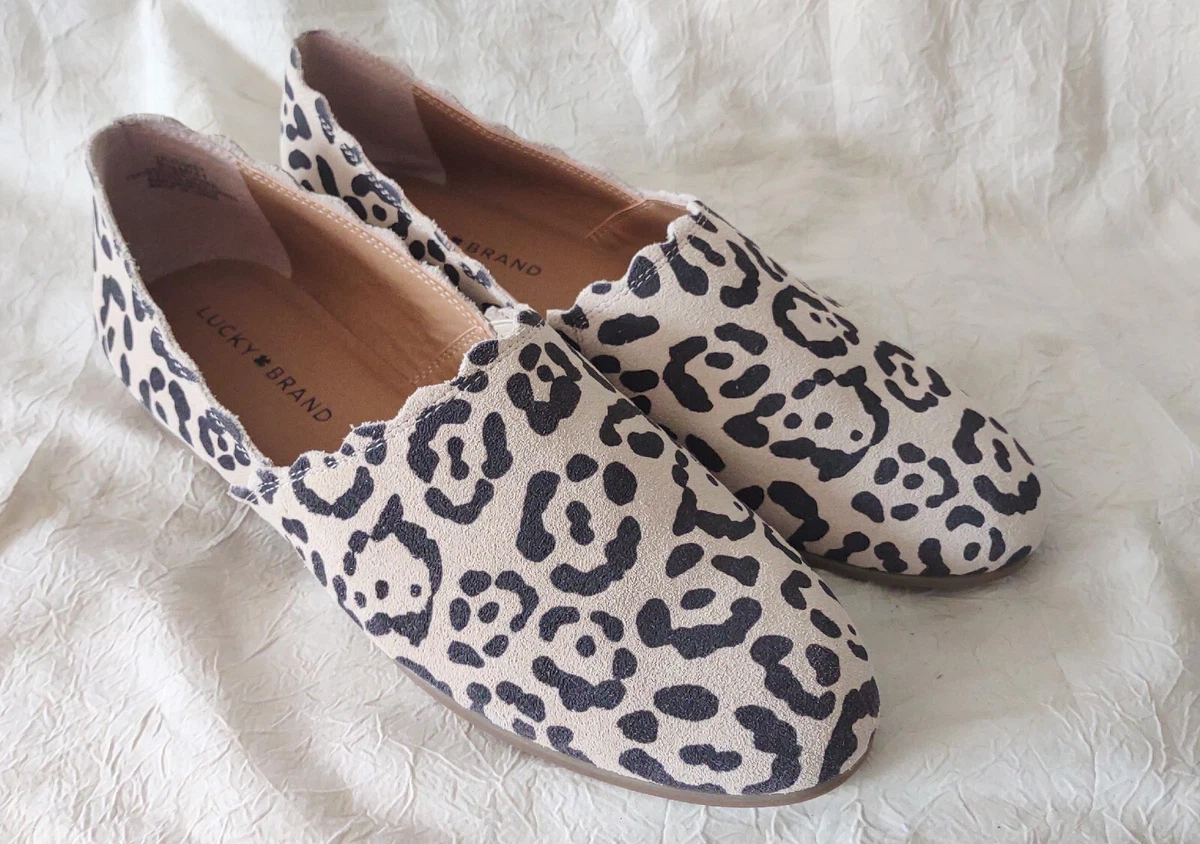 LUCKY BRAND LEOPARD PRINT FLATS LEATHER UPPER RUBBER SOLES WOMEN