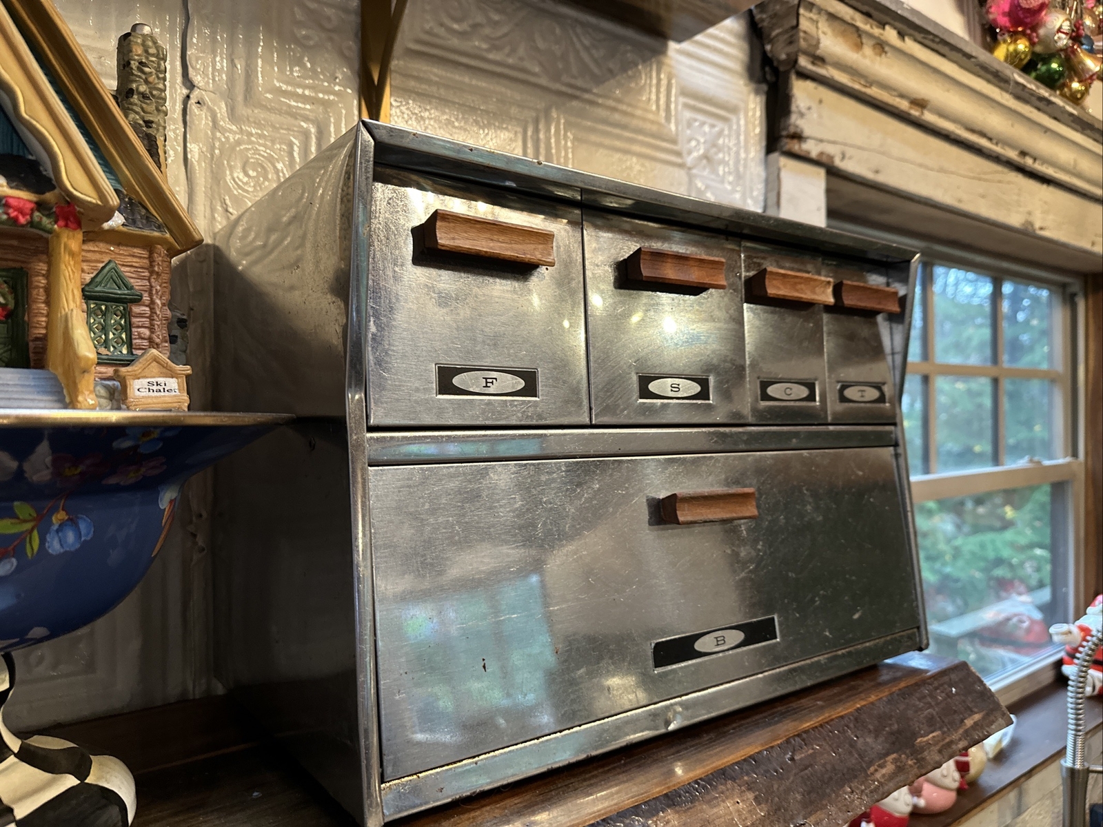 Vintage Krestline Bread Box Chrome Sugar Tea Flour Coffee Speco Mid