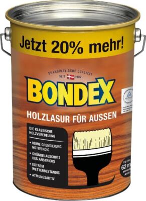 Bondex Holzlasur für Außen 4,8 l rio palisander + 20% Inhalt Holzschutz
