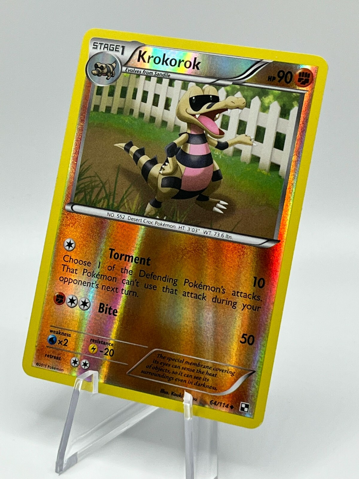 2011 Pokemon-Black & White.   KROKOROK - 64/114.  Reverse Holo.  Uncommon.