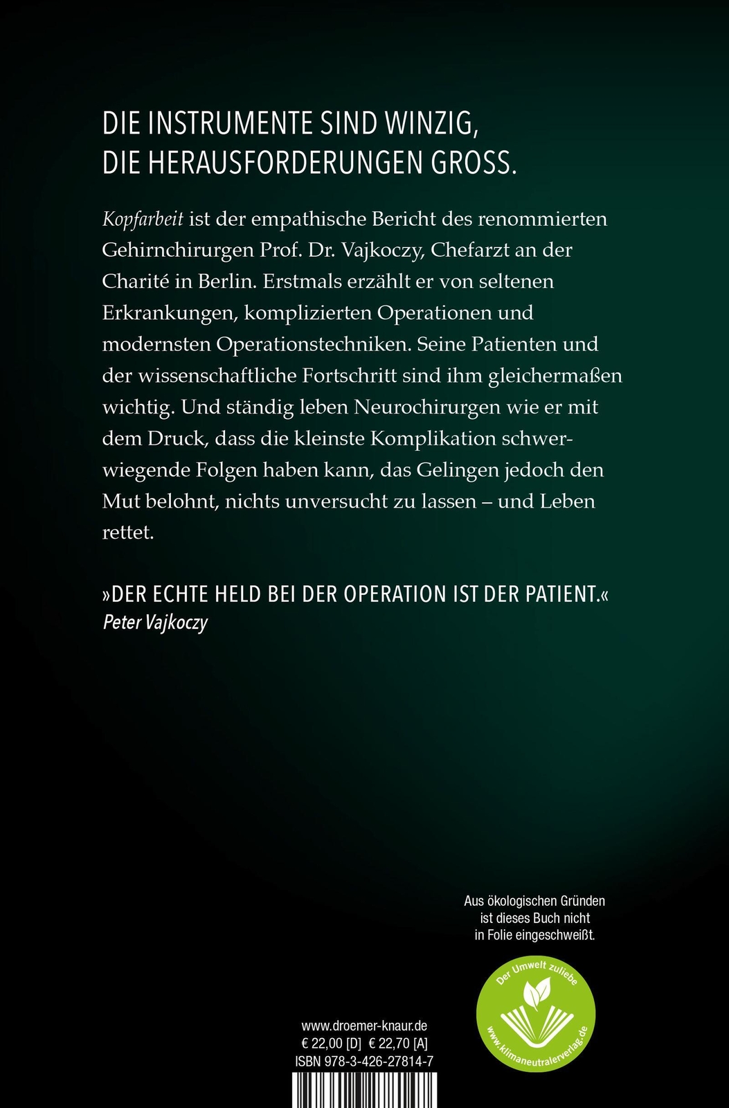 Thumbnail - Kopfarbeit | Peter Vajkoczy | Buch | 336 S. | Deutsch | 2022 | Droemer