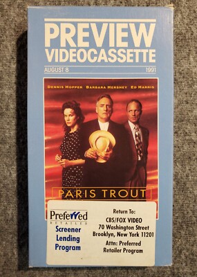 Paris Trout Preview Promo Dennis Hopper Barbara Hershey Ed Harris 1991 Fox VHS