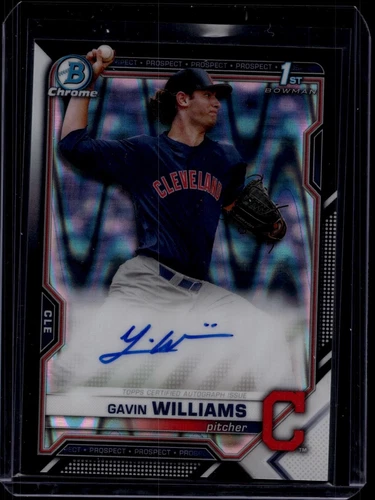 2021 Bowman Chrome Gavin Williams #CDA-GW 1st Black & White Raywave Auto