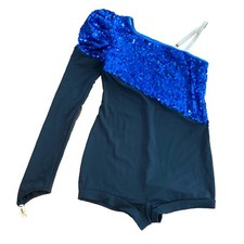 BALERA DANCEWEAR BLUE SEQUINS OFF THE SHOULDER DANCE COSTUME WOMEN  S MEDIUM