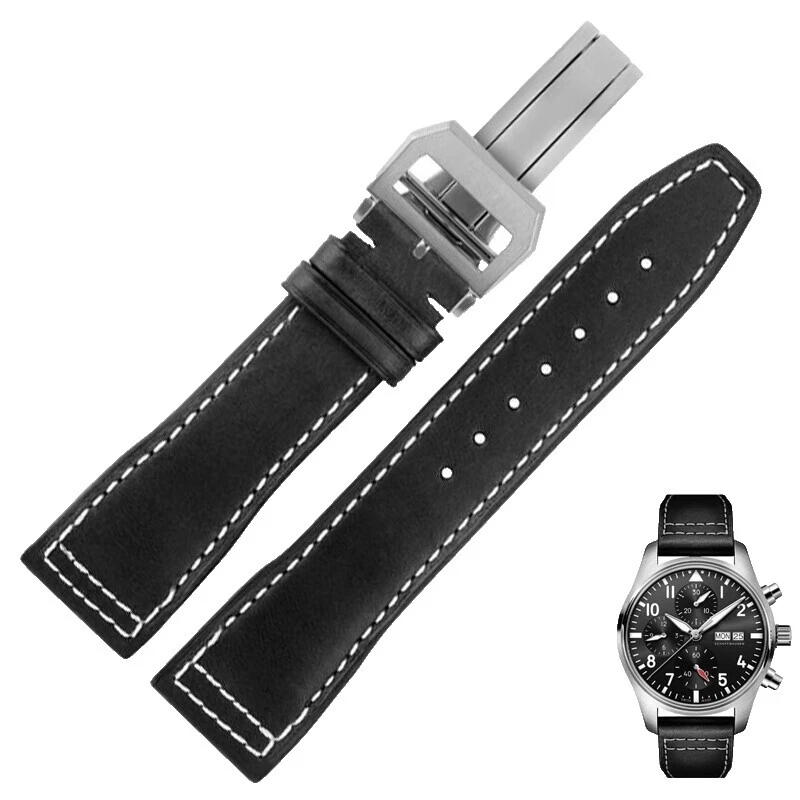 Two-Piece Strap White Leather Wristwatch Bands