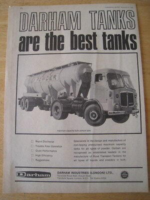 DARHAM TANKS ARE THE BEST TANKS BULK CEMENT TANK 1966 ADVERT A4 FILE 23