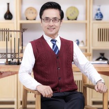 Men Knitted Waistcoat Gilet Sweater Vest Tank Tops Pullover Button Up Sleeveless