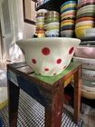 Vintage Mckee Bell Red Polka Dot Milk Glass Mixing Bowl 8 inch