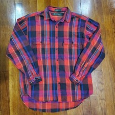 Vintage 90s Levis Shirt Mens Medium Sutter Creek Western Flannel Big E Red