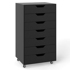 7-Drawer Chest Mobile File Cabinet Vertical Filing Organizer w/ Lockable Wheels