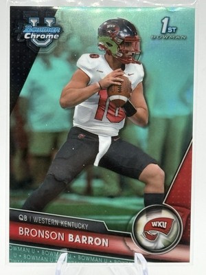 2023 Bowman University Chrome - Bronson Barron #136 Aqua Refractor /299 (RC)