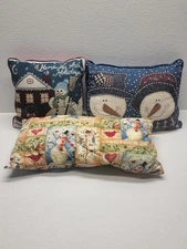 3 Snowman Christmas Throw Pillows Winter Holiday Decor Set Festive Home Accent
