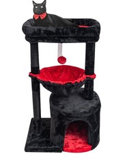 Gothic Cat Tree with Coffin Bed for Indoor Cats, Small Cat Tower with Scratch...