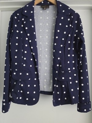 Fenn Wright Manson Sweater Blazer Style Nautical Navy White Dot Size Medium
