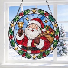 Santa Claus Stained Glass Suncatcher, Christmas Window Hanging