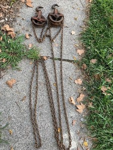 Vintage Model M2 1/2 Ton Hand Chain Hoist Pulley With 20 Foot Chain & Hook