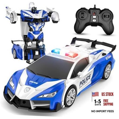 Remote Control Car, One-Button Transform Toys Car, 2.4GHz RC Cars 1:18 Blue