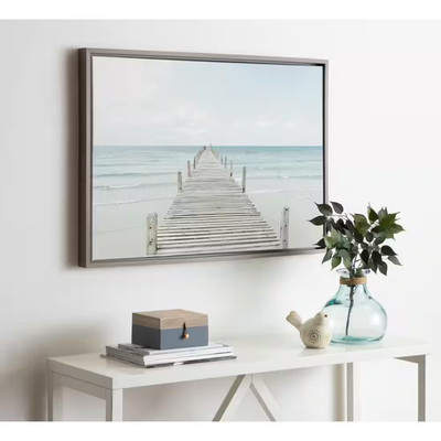 Sylvie ''Wooden Pier on the Beach'' by Amy Peterson Framed Canvas Wall Art
