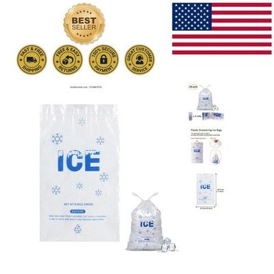 Commercial Grade Plastic Ice Bags - 9x17 Inch, 5 lb Capacity, 2 Mil Thick
