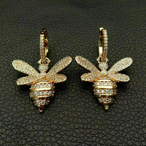 5.00 Ct Lab Created Diamond Drop Earrings 14k Yellow Gold Plated - Picture 3 of 6