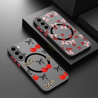 Magsafe Hülle für Samsung S25 S26 Ultra S24 S23 S22 A55 A16 A17 Kirschmotiv Case