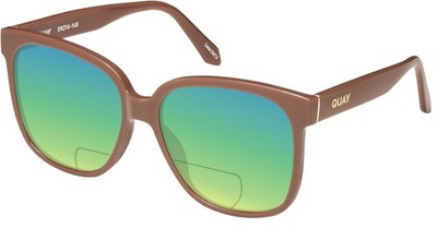 QUAY Wide Awake Women's Panthos Polarized BI-FOCAL Sunglasses in Gloss Tan Brown