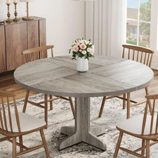 47" Round Dining Room Table, Wooden Kitchen Table ,Modern Dinner Table for 4-6