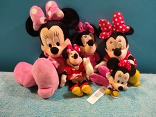 Minnie Mouse Plush Lot Of 5 Disney Stuffed Animals Keychain Various Sizes