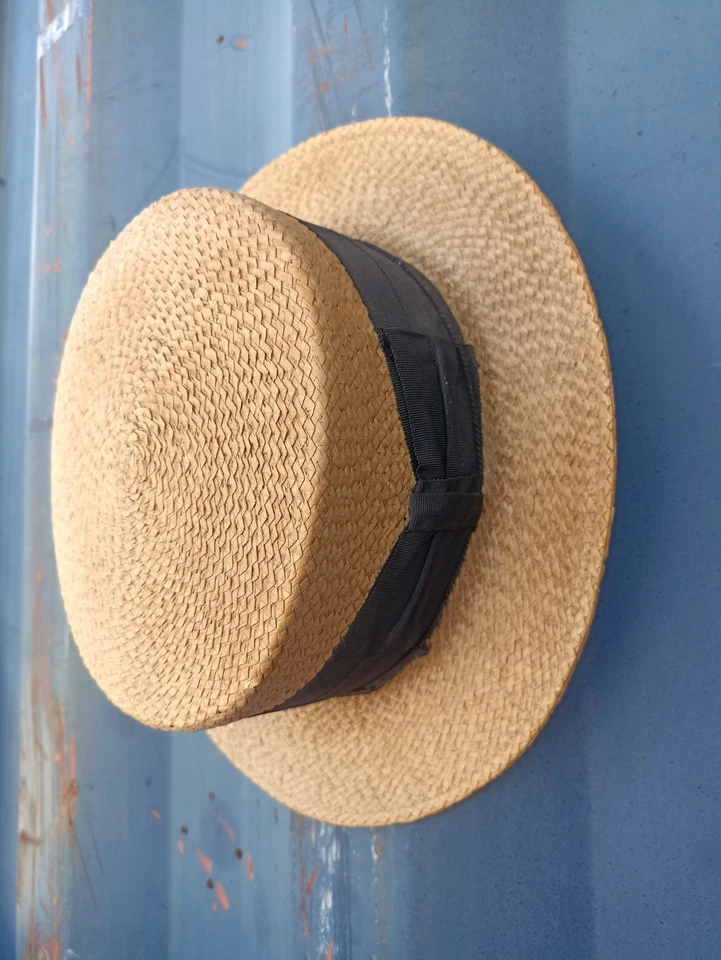 Chapeau canotier homme Fournier en paille beige tressée taille 55 - Photo 1/4