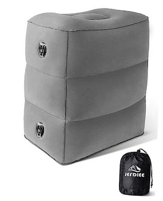  Inflatable Foot Rest Pillow, Kids Airplane Bed, Adjustable 3 Layers Grey