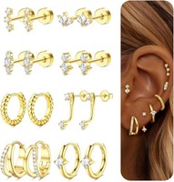 Ohrringe Set 8 Paar Hypoallergen Chirurgenstahl Creolen Ohrstecker Gold Silber