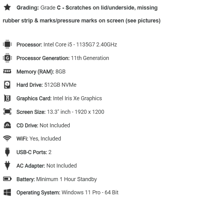 Dell Laptop XPS 13 9310 i5-1135G7 512GB SSD 8GB RAM 13.3" BAD BATTERY, photo 2 of 5