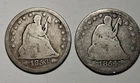 United States - 1853-o and 1854-o seated liberty quarters