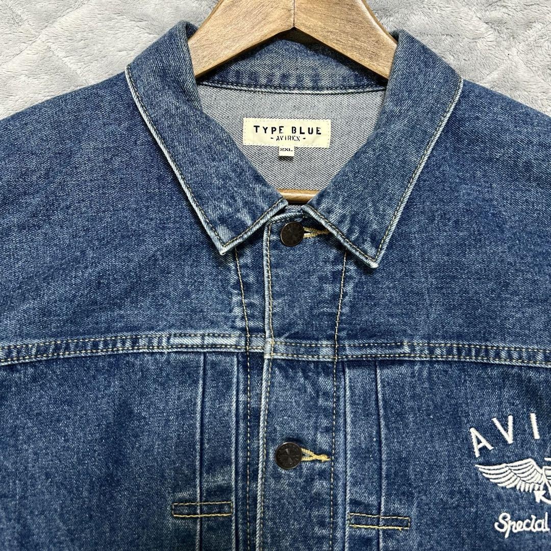 AVIREX　EMBROIDERY DENIM JAKET Avirex Embroidered Stitched Denim Work Jacket Disel XL | eBay